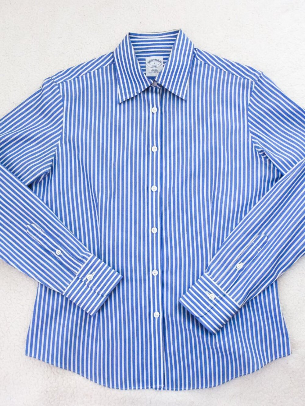 *346 Brooks Brothers*  Blue/White Striped Non-Iron Fitted Work Shirt- size 2
